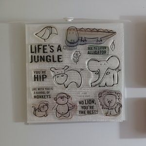 Close To My Heart CTMH D1285 LIFE'S A JUNGLE Lion Monkey Hippo Animals Stamp Set